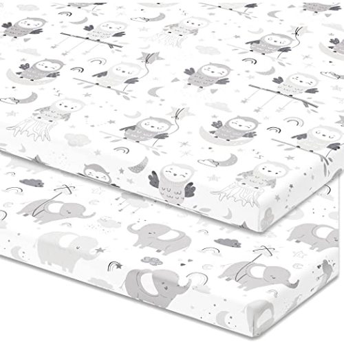 Joey + Joan Travel Crib Fitted Sheets for Baby Bjorn, Guava Lotus Travel Crib and 24 x 42 Inch Travel Light Playard Mattress – Buttery Soft 100% Cotton – 2 Pack