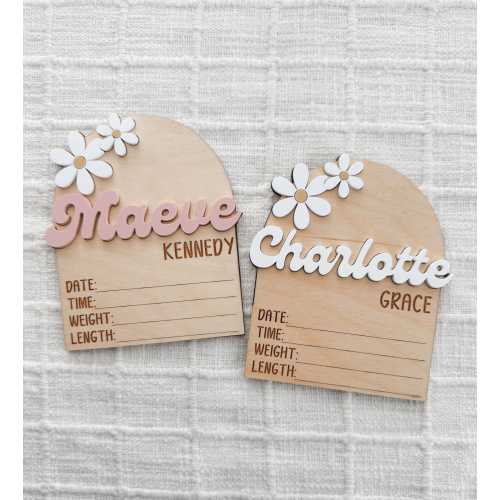 Retro Flower Name Announcement, Groovy Birth Stats, Name Sign, Name Round, Newborn Photo, Baby Announcement, Baby Gift, Birth Announcement