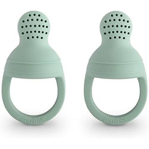 mushie Silicone Baby Fresh Fruit & Food Feeder Pacifier | 6 Months+ (Cambridge Blue)