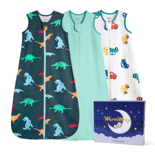 3 Pack-Lightweight Summer Baby Sleep Sack 0-6 Months 100% Cotton Breathable Sleeping Bag 2-Way Zipper Wearable Blanket Toddler Sleep Sack 0.5 Tog