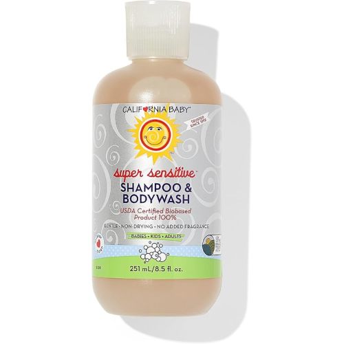 California Baby Super Sensitive Baby Shampoo and Body Wash | 100% Plant-Based | Gentle Fragrance Free Shampoo | Hypoallergenic | 251 mL / 8.5 oz