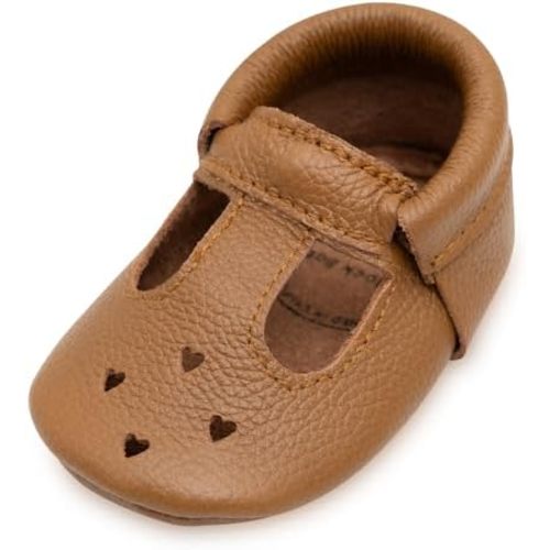 BirdRock Baby Mary Jane Moccasins - Genuine Leather Soft Sole Baby Girl Shoes for Newborns, Infants, Babies, and Toddlers