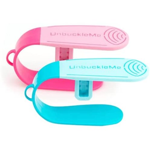 UnbuckleMe Car Seat Buckle Release Tool - As Seen on Shark Tank - Makes it Easy to Unbuckle a Child's Car Seat - Easy Tool for Parents, Grandparents & Older Children (Double Pack) (Blue & Pink)
