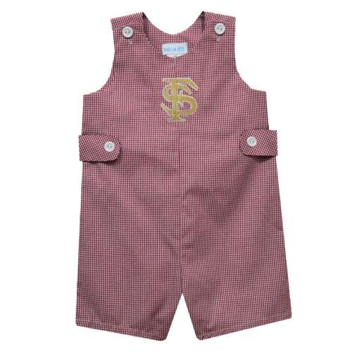 Florida State Seminoles Embroidered Maroon Gingham Boys Jon Jon