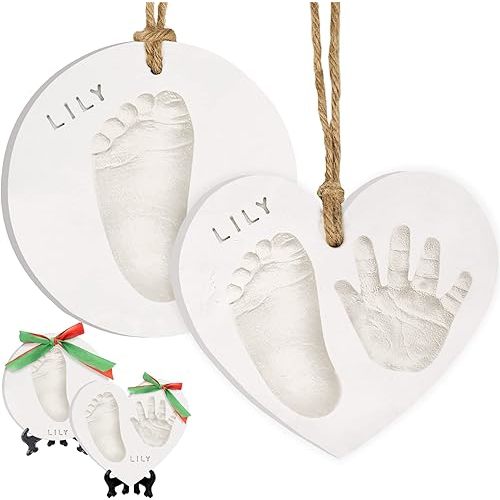 Baby Hand and Footprint Kit - Personalized Baby Foot Printing Kit for Newborn - Baby Footprint Kit for Toddlers - Baby Keepsake Handprint Kit - Baby Handprint Ornament Maker (Glaze Finish)