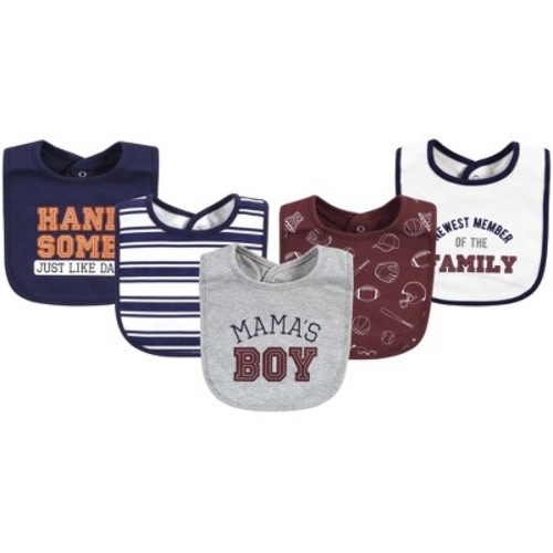 Hudson Baby Infant Boy Cotton Bibs, Mom Dad Athletic, One Size