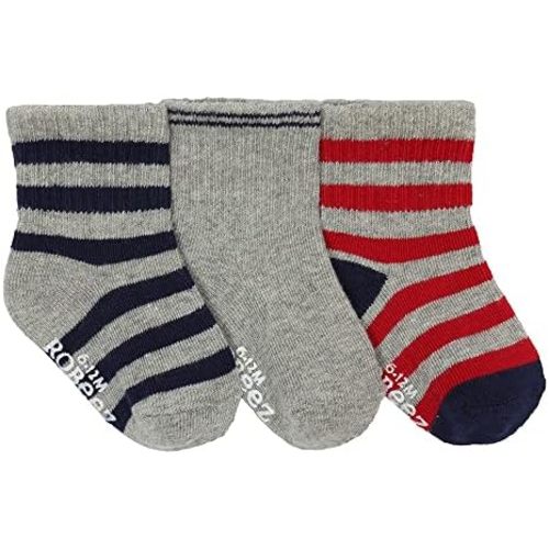 Robeez Boy's Baby, Infant, Toddler Soft Cotton Non-Slip Socks/Kickproof Seamless Design (3 Pack)