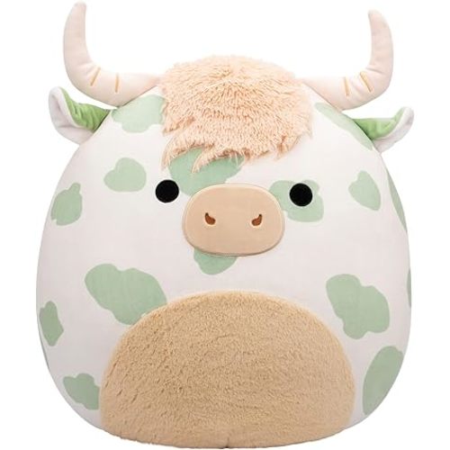 Squishmallows Original 20-Inch Celestino Sage Green Spotted Highland Cow - Official Jazwares Plush (Jumbo)