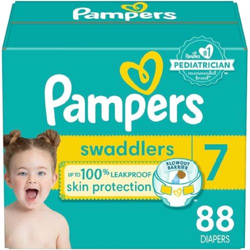 Pampers Baby Diapers - Swaddlers - Size 7, 88 Count, Ultra Absorbent Disposable Infant Diaper