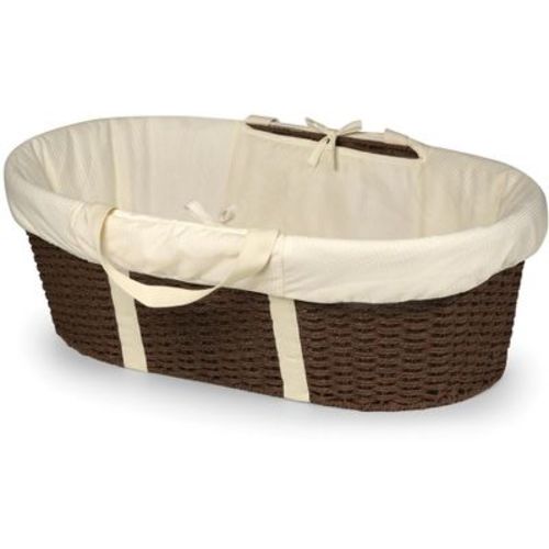 Wicker-Look Woven Baby Moses Changing Basket - Espresso/Ecru