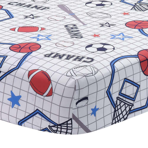 Baby Sports 100% Cotton Fitted Crib Sheet - Football/Basketball
– Lambs & Ivy
