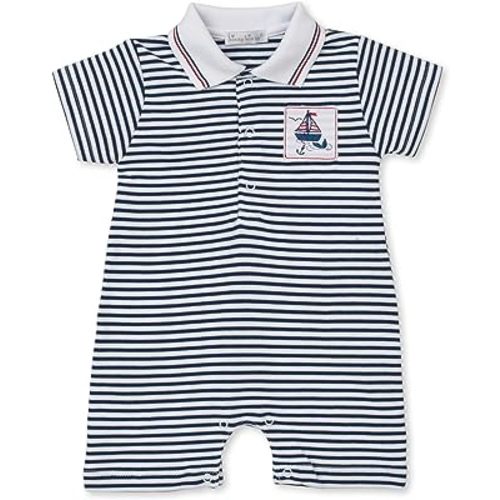 Kissy Kissy Baby-Boys Infant Sails N Whales Stripe Short Playsuit With Collar