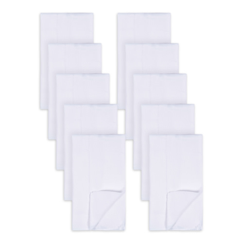 100% Cotton Gerber 10 Pack Prefold White Cloth Diapers - 14" x 20" Newborn Diapers – 3-Ply Soft & Absorbent