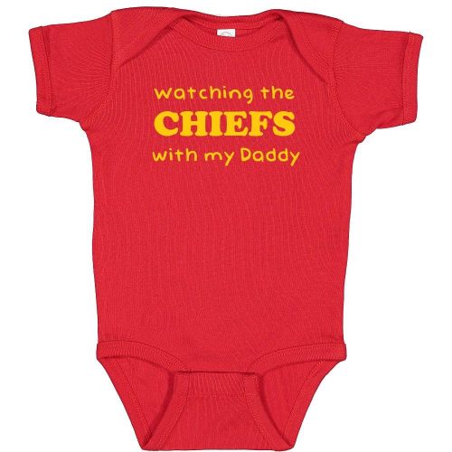 Watching the Chiefs with my Daddy Baby Boy Bodysuit Outfit Romper Gift