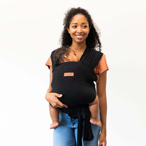 MOBY Easy-Wrap Baby Carrier in Black Eyelet
