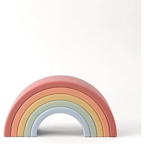 Itzy Ritzy Rainbow Stacker Toy - Includes 5 Arches for Stacking; Helps Develop Hand-Eye Coordination; Rainbow