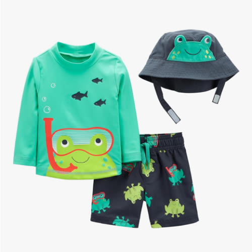 Simple Joys by Carter's Toddlers and Baby Boys' Swimsuit Trunk and Rashguard Set