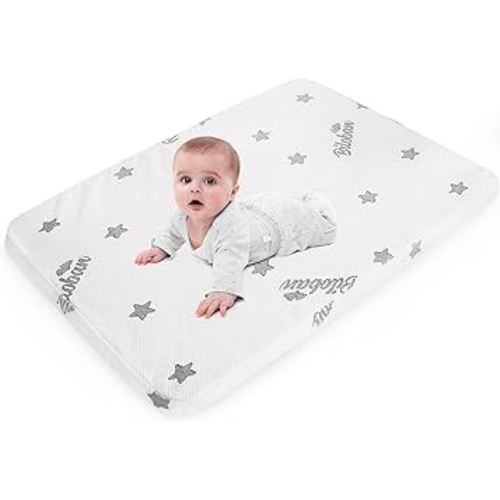 Bassinet Mattress Pad 25 x 36 Compatible with Dream On Me Nest/Zoom Portable/Zodiak, Pamo Babe Portable, Cosco Portable and Baby Trend, Waterproof Breathable Baby Foam with Removable Zippered Cover