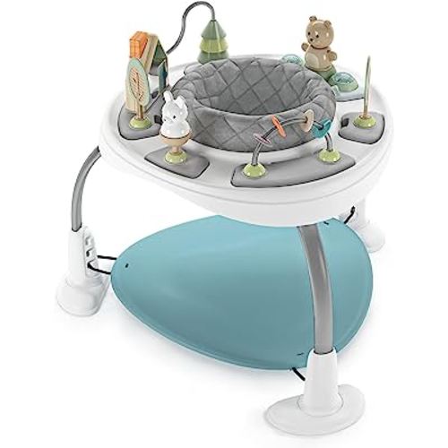 Ingenuity Spring & Sprout 2-in-1 Baby Activity Center Jumper and Table with Infant Toys - Ages 6 Months +, First Forest