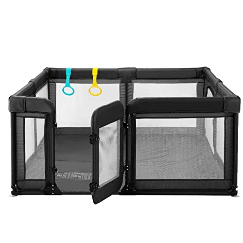 Baby Playpen,Extra Large Playpen for Babies and Toddlers, Sturdy Play Pen Play Yard with Safety Gate,79”x71”Baby Play Pen(Black)