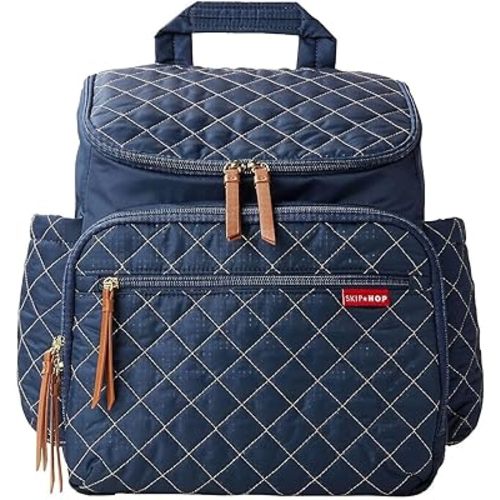 Skip Hop Diaper Bag Backpack: Forma, Multi-Function Baby Travel Bag with Changing Pad & Stroller Attachment, Navy