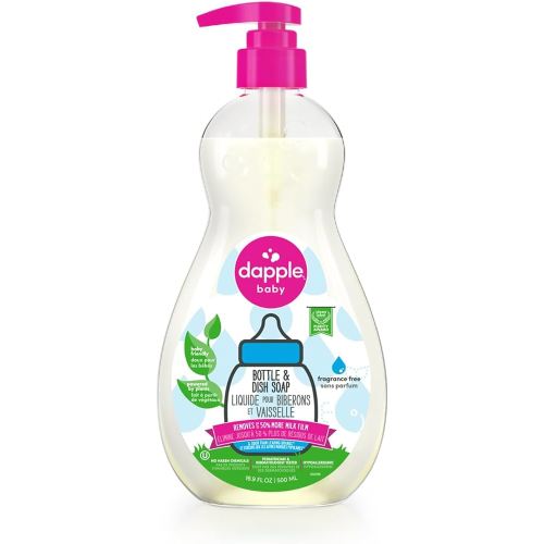 Dapple Baby - Bottle & Dish Soap, Plant Based Bottle Cleaner, Baby Safe Liquid Dish Soap, Fragrance Free Scented - While, 500 ml (Pack of 1)