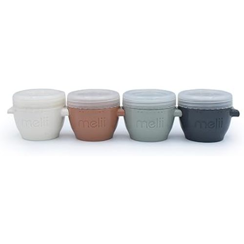 melii Snap & Go Baby Food Storage Containers with lids, Snack Containers, Freezer Safe, 4 oz - 4 Pack, Earth Tones