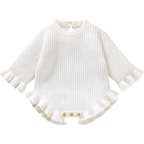 Cotton Baby Girl Knit Sweater Ruffle Romper