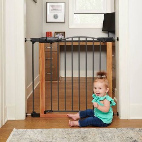 Toddleroo By North States Deco Woodcraft Steel Gate With Auto-close