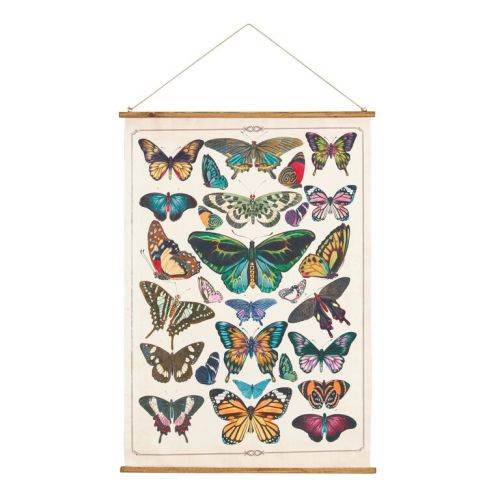 Butterfly Linen Scroll Wall Hanging