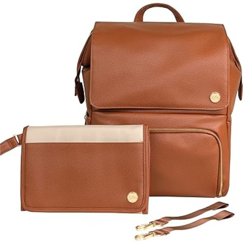 CleverMade Diaper Bag Backpack with Changing Pad & Stroller Straps - Stylish Unisex Maternity Back Pack Bags for Newborn Baby Essentials, Brown