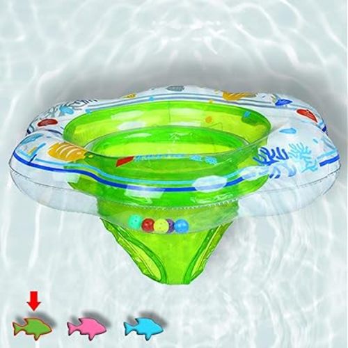 Baby Swimming Ring Floats with Safety Seat Double Airbag Swim Rings for Babies Kids Swimming Float Baby Floats for Pool Swim Training Aid Kids PVC Pool Floats for Toddlers of 6-12 Months