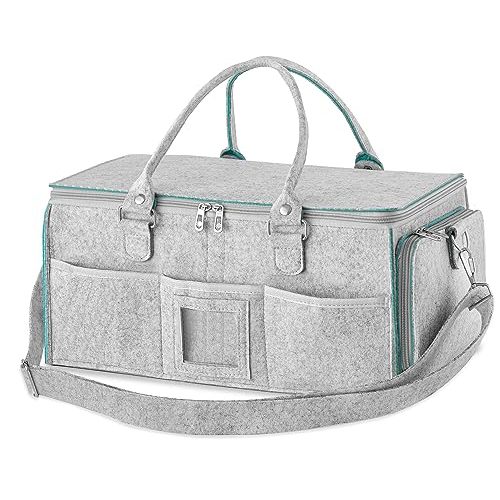 HBlife Baby Diaper Caddy Organizer, Nursery Storage Bin, 16" x 10" x 7" Large Portable Basket Shower Gift Newborn Essentials Baby Registry Must Haves Items-Green