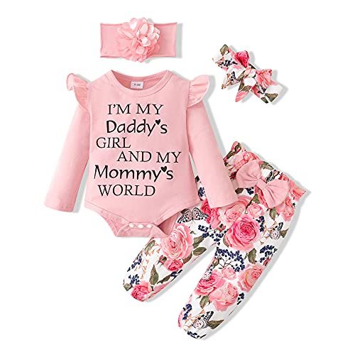 SUNNY PIGGY Newborn Infant Baby Girl Clothes Ruffle Romper Toddler Girl Floral Cotton Pant Sets Girls Clothing Outfit