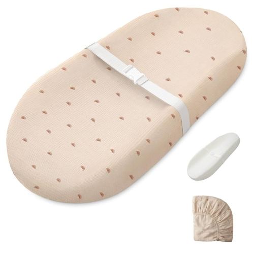 Blissful Diary Muslin Baby Changing Pad with Waterproof Lining Foam, Diaper Changing Table Pad with Cover for Dressers (Sunshine, Avocado)