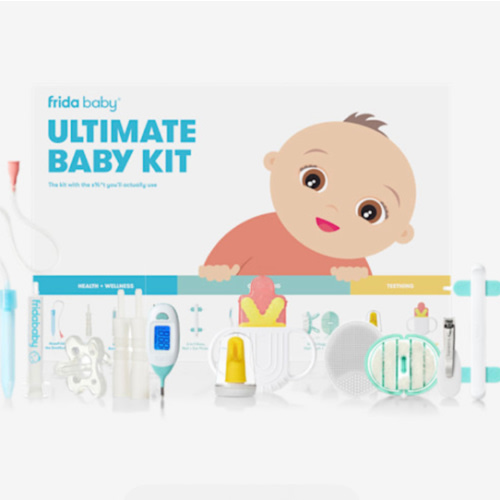 Frida Baby Ultimate Baby Kit, 10 piece New Born Essentials Gift Set Includes Wellness Sick Day, Gas Relief, Grooming Tools & Teething Toys