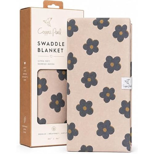 Copper Pearl Swaddle Blankets for Newborns | Soft Stretchy Receiving Blankets for Boys and Girls | Large 46 x 46 Inch Baby Blankets | Lightweight and Breathable Swaddles | Gemma in Tan