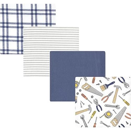 Hudson Baby Unisex Baby Cotton Flannel Receiving Blankets, Construction Work, One Size