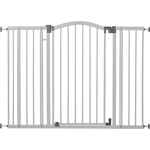 Summer Infant Extra Tall & Wide Safety Pet and Baby Gate, 29.5"-53" Wide, 38" Tall, Pressure or Hardware Mounted, Install on Wall or Banister in Doorway or Stairway, Auto Close Walk-Thru Door - Gray