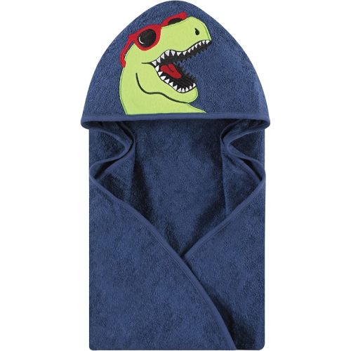 Hudson Baby Unisex Baby Cotton Animal Face Hooded Towel, Cool Dino, One Size