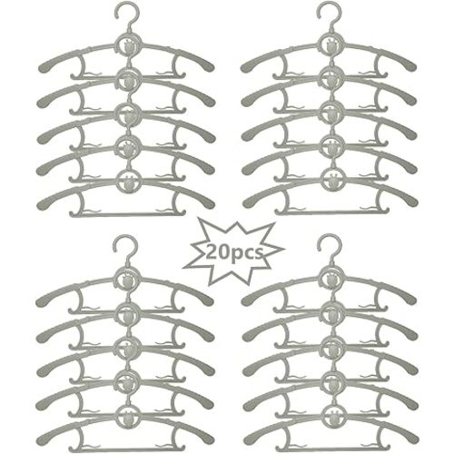 Baby Nursery Closet Hangers, LIYU XIDONG Extendable & with 360° Swivel Hook Infant Hanger, Newborn Non-Slip Hanger, 20pcs Grey Adjustable Children Coat Hanger for Girl Boy Toddler Kid Hangers