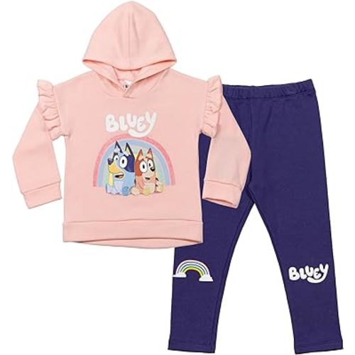 Bluey Girls Fleece Hoodie and Leggings Outfit Set Toddler to Big Kid Sizes (2T - 12)