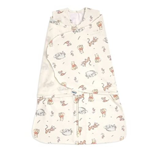 HALO Disney 100% Cotton Sleepsack Swaddle, 3-Way Adjustable Wearable Blanket, TOG 1.5, Winnie Frolic, Newborn, 0-3 Months - Newborn (Pack of 1)