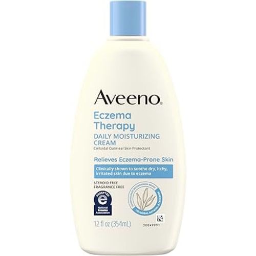 Aveeno Eczema Therapy Daily Moisturizing Body Cream for Sensitive Skin, Soothing Eczema Relief Cream, Colloidal Oatmeal & Ceramide for Dry & Itchy Skin, Steroid- & Fragrance-Free, 12 oz