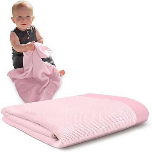 Premium Thermal Waffle Baby Blanket - Small Blanket for Newborns & Infants - Soft Mini Comfort Blankie - Ideal for Strollers, Travel & Cuddling - Balloon Multi, Satin Trim (18" x 20")