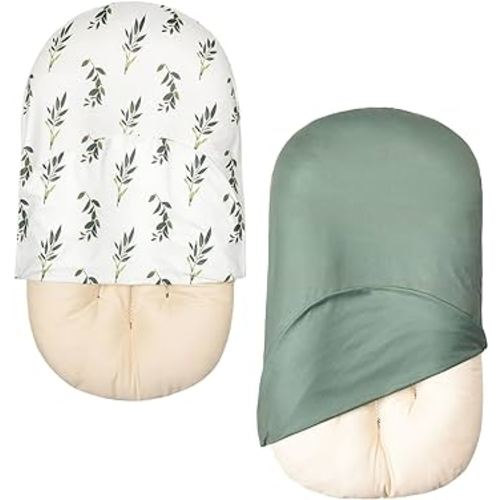 2 Pack Baby Lounger Cover Soft Cotton Slipcover Fits Newborn Lounger for Baby Boys and Girls infant lounger cover (2 Pack Olive Branches)