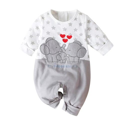 Aoswep - Cute Giraffe + Zebra With Floral Print Long Sleeve Baby Girl Clothes White Jumpsuit For Baby One-Piece Romper