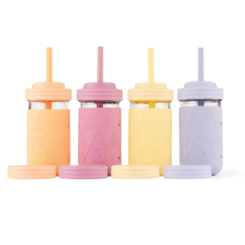 Elk and Friends | 12oz Glass Mason Jar Drinking Tumblers + Food Storage | Plum/Lilac/Peach/Lemon