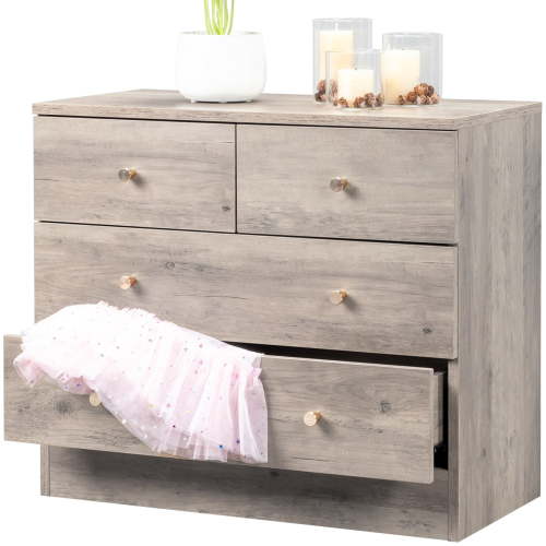 UBesGoo, Modern Wood 4-Drawer Dresser, 25.98x13x22.64", Gray