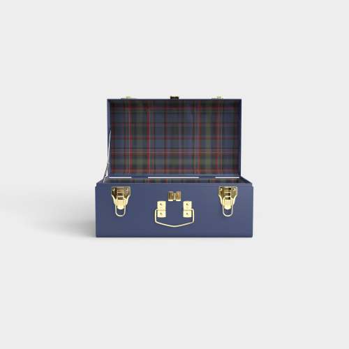 Mini Trunk - Navy - PK Plaid / Embroidery